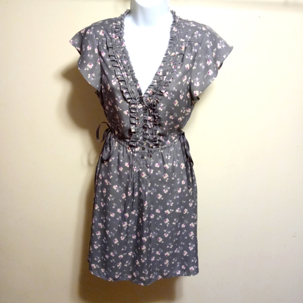 American Eagle Gray Prairie Floral Dress M